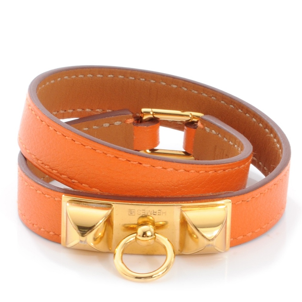 HERMES Chamonix Rivale Double Tour Bracelet XS Orange